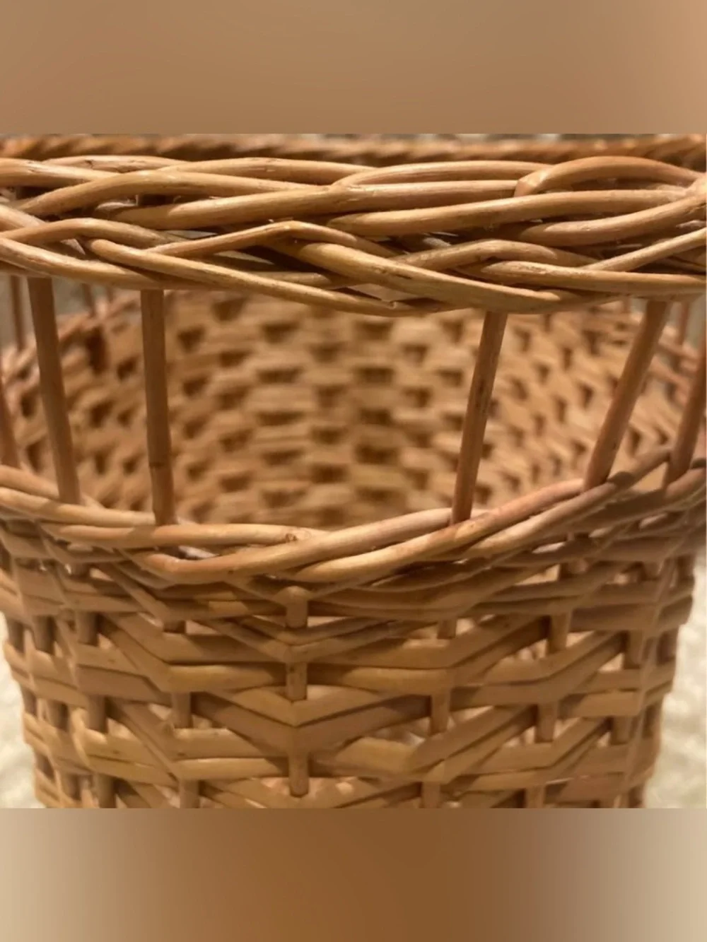 Vintage Wicker Rattan Waste Basket